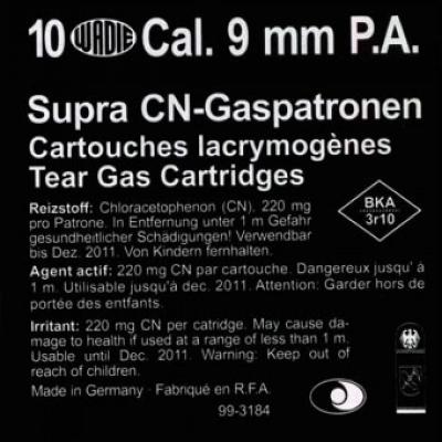 Газови пистолетни патрони Wadie CN Supra - кал. 9 мм