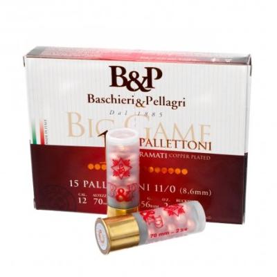 Гладкоцевни патрон B&P BigGame Palletoni 15P No11/0 , кал. 12/70 - Тапа