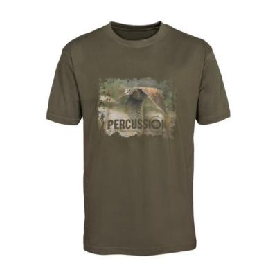 Мъжка тениска Percussion - Silkscreen-printed, в цвят Khaki/Бекас